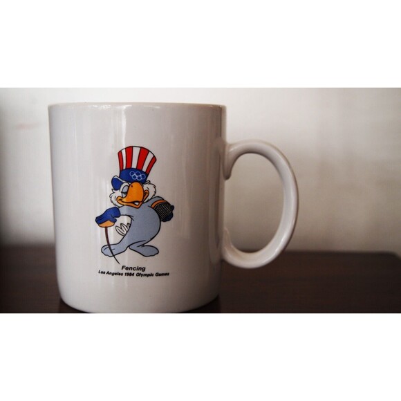 Vintage Sam The Olympic Eagle Fencing 1984 Olympic Games Los Angeles Coffee Mug - Picture 1 of 3